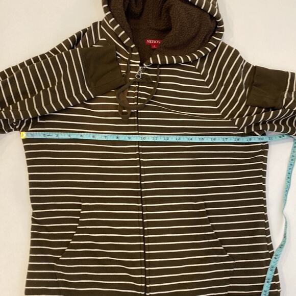 Merona Striped Thick Long Sleeve Fleece Lined Sweatshirt Dark Green Sz Lg - Picture 8 of 11